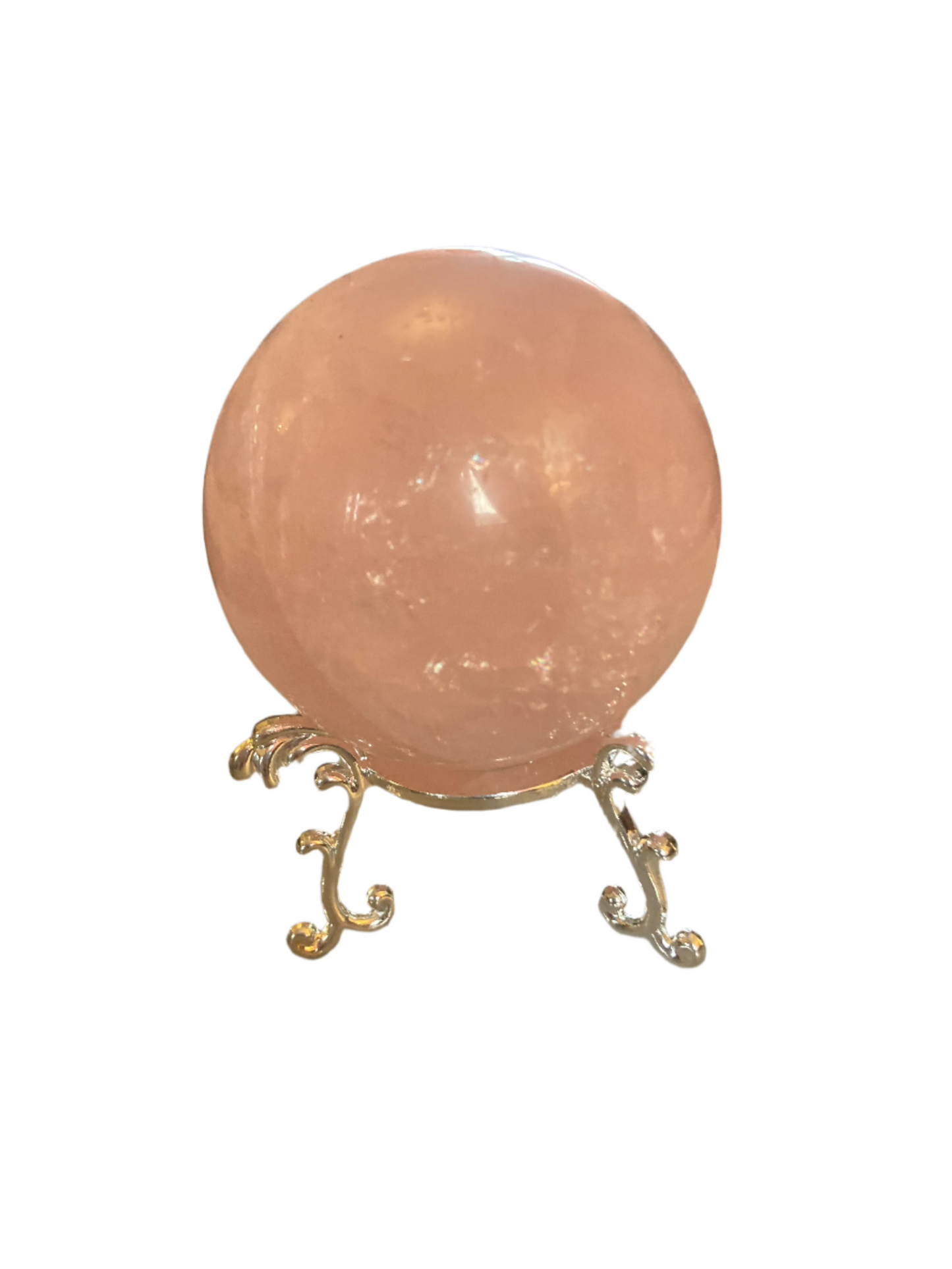 Rose quartz sphere and stand