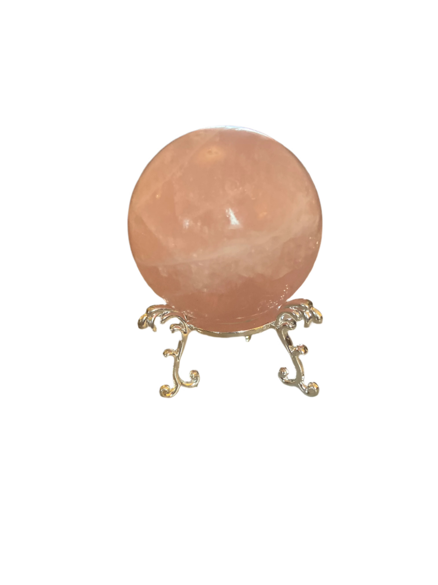 Rose quartz sphere and stand