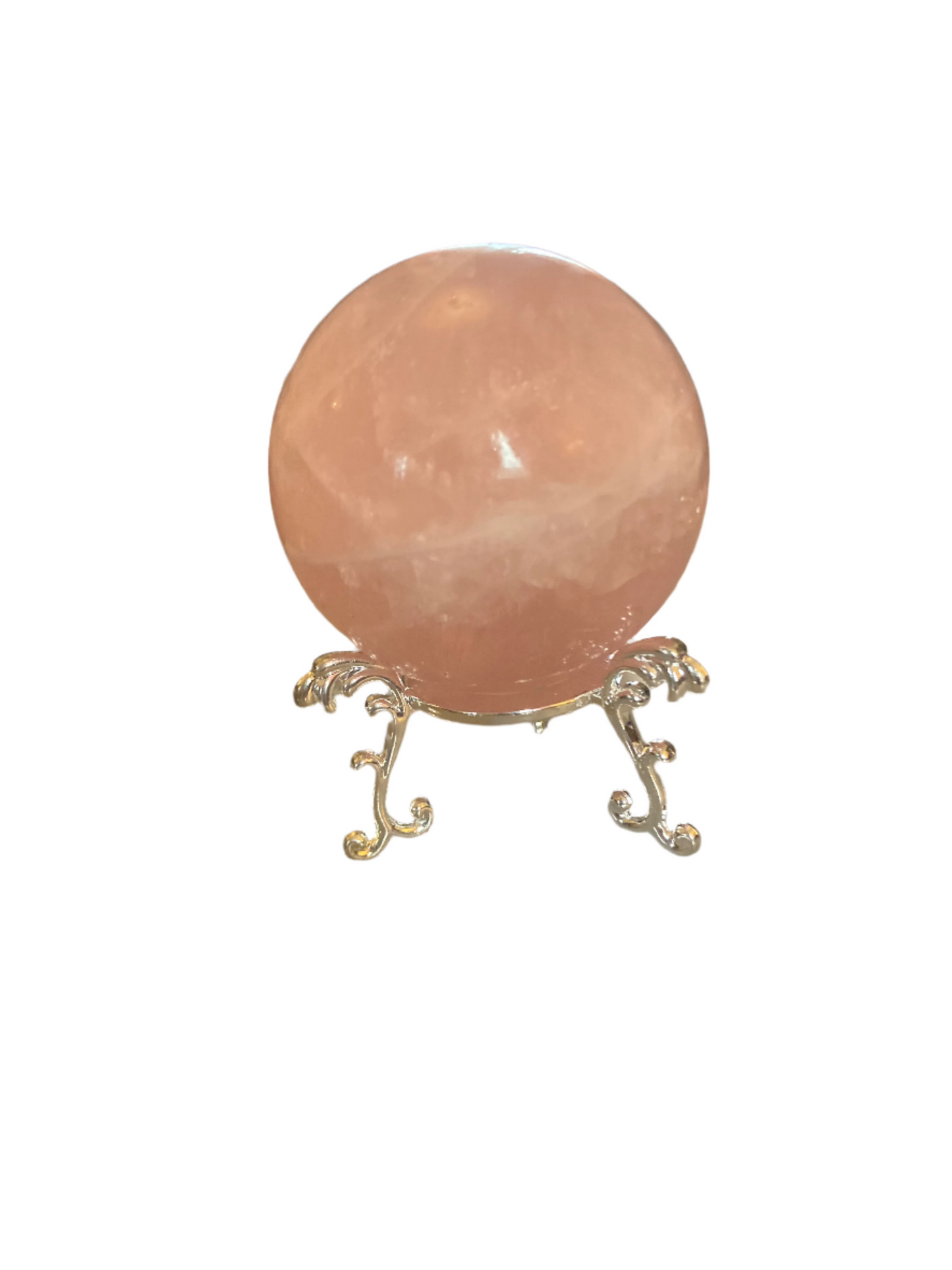 Rose quartz sphere and stand