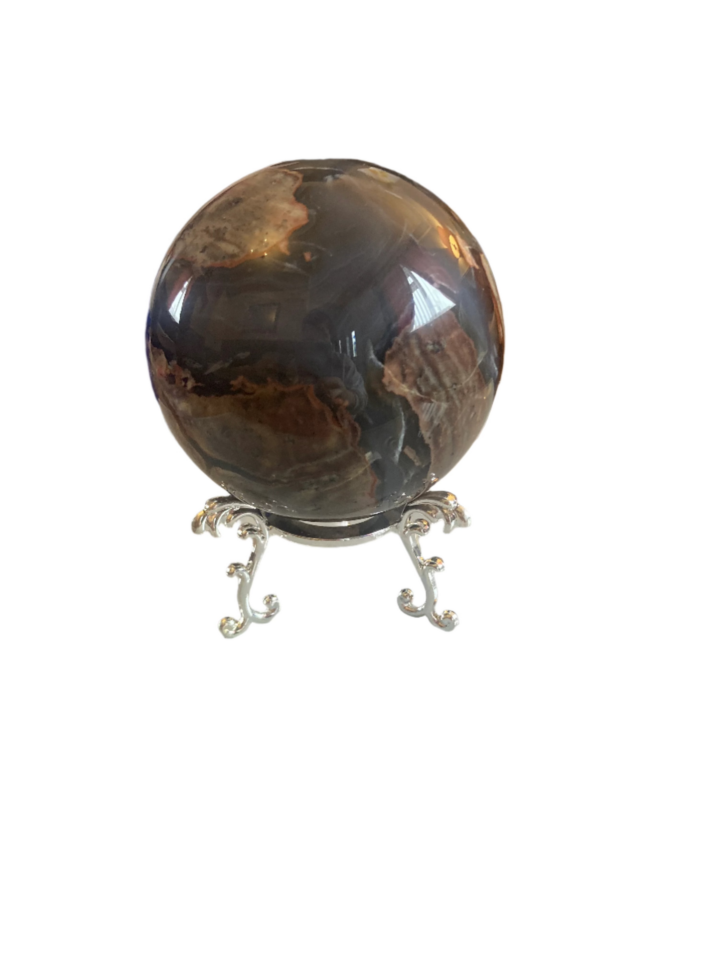 Football agate sphere and stand