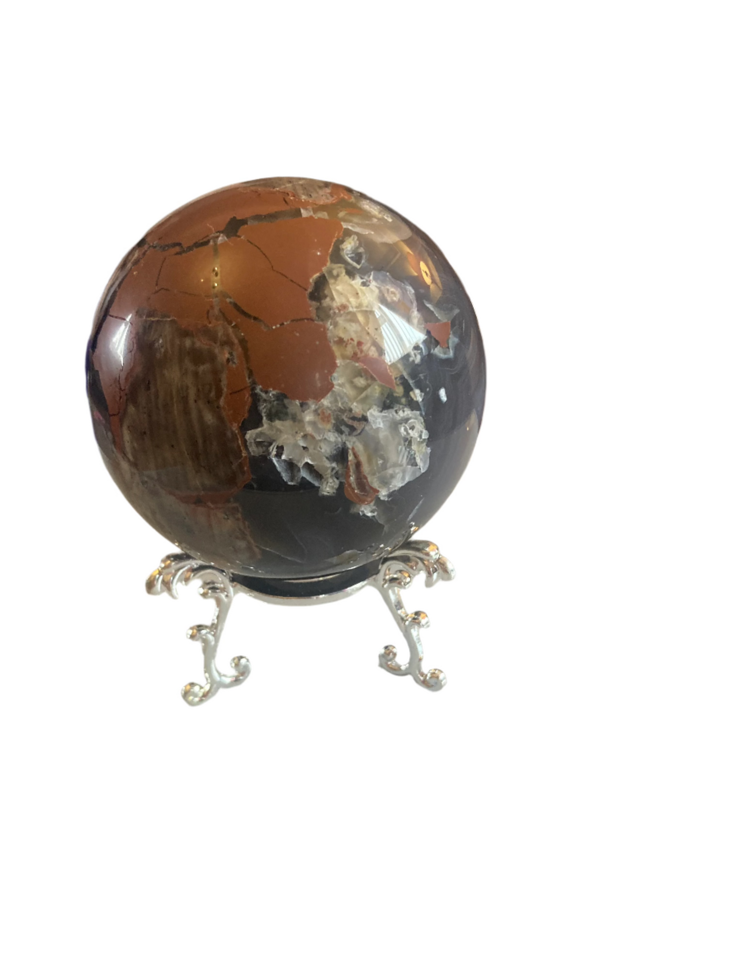 Football agate sphere and stand