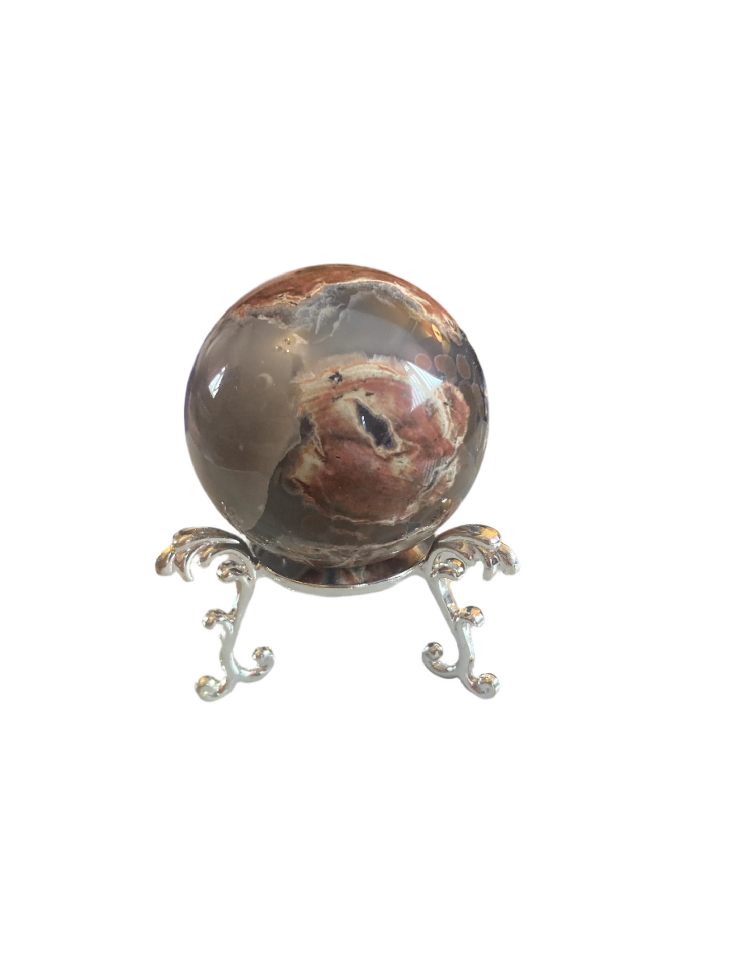 Football agate sphere and stand