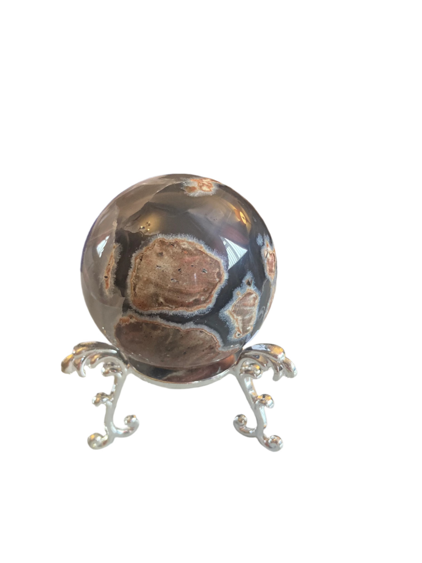 Football agate sphere and stand