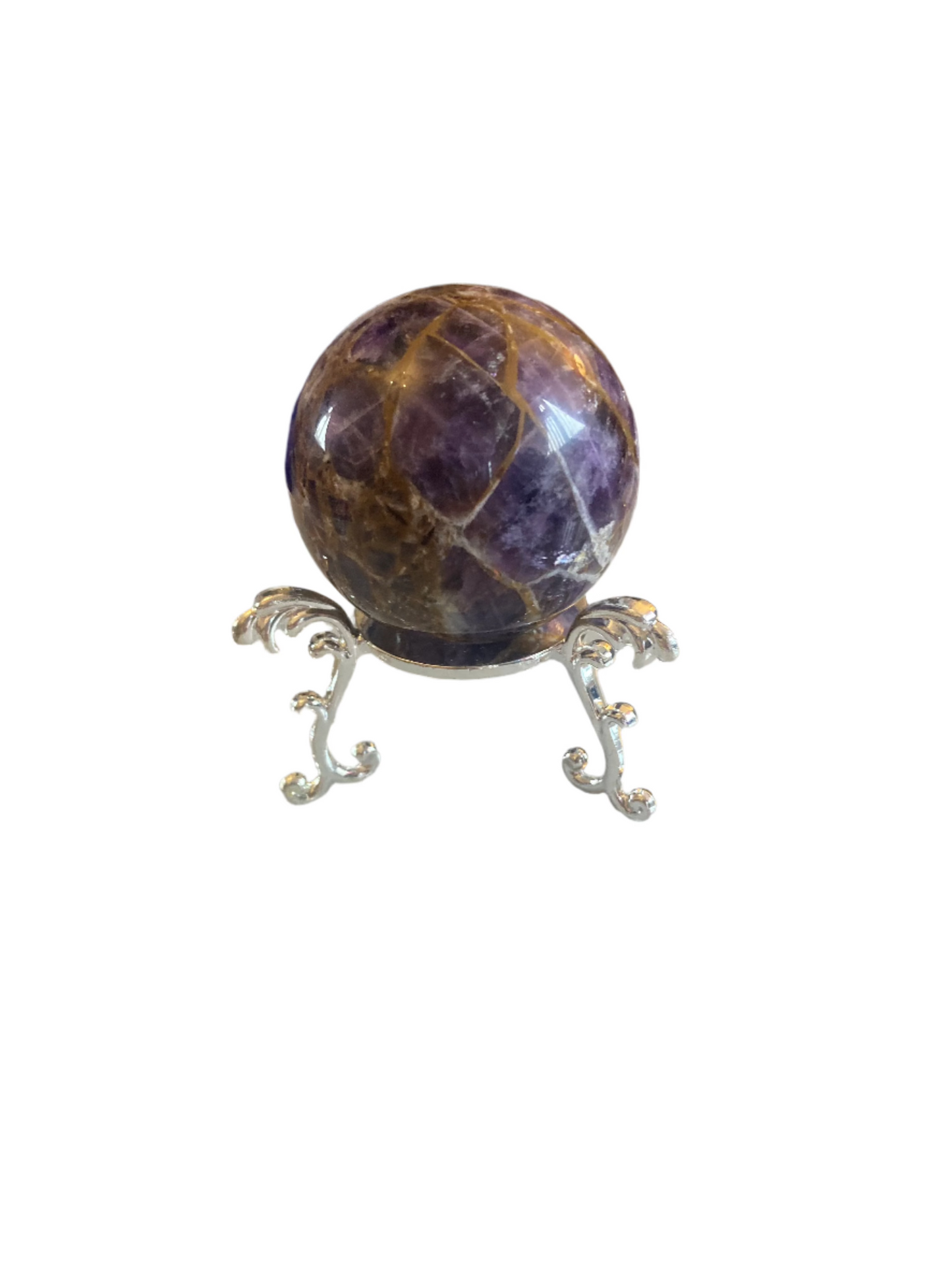 Dream Amethyst chevron sphere and stand