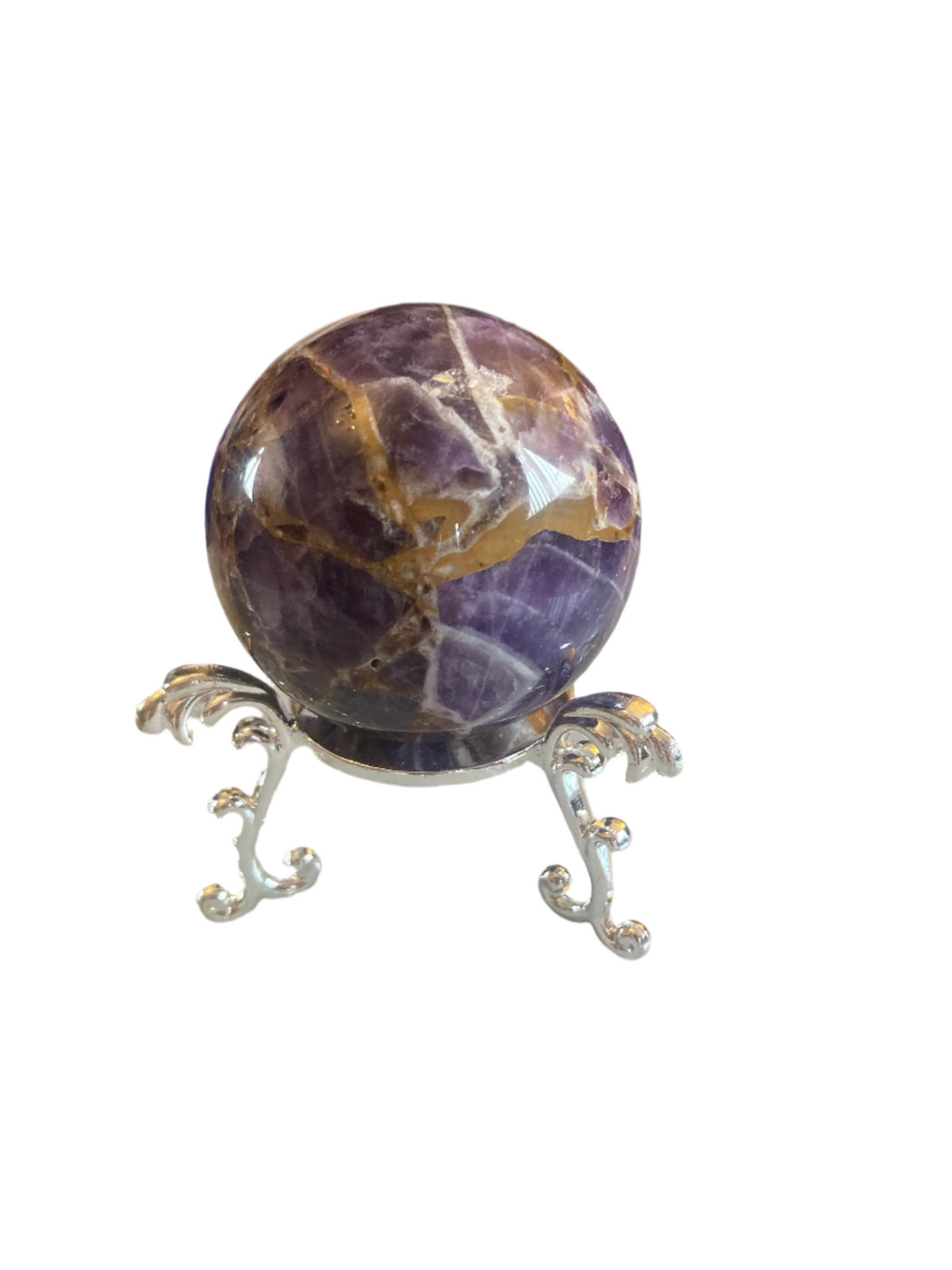 Dream Amethyst chevron sphere and stand