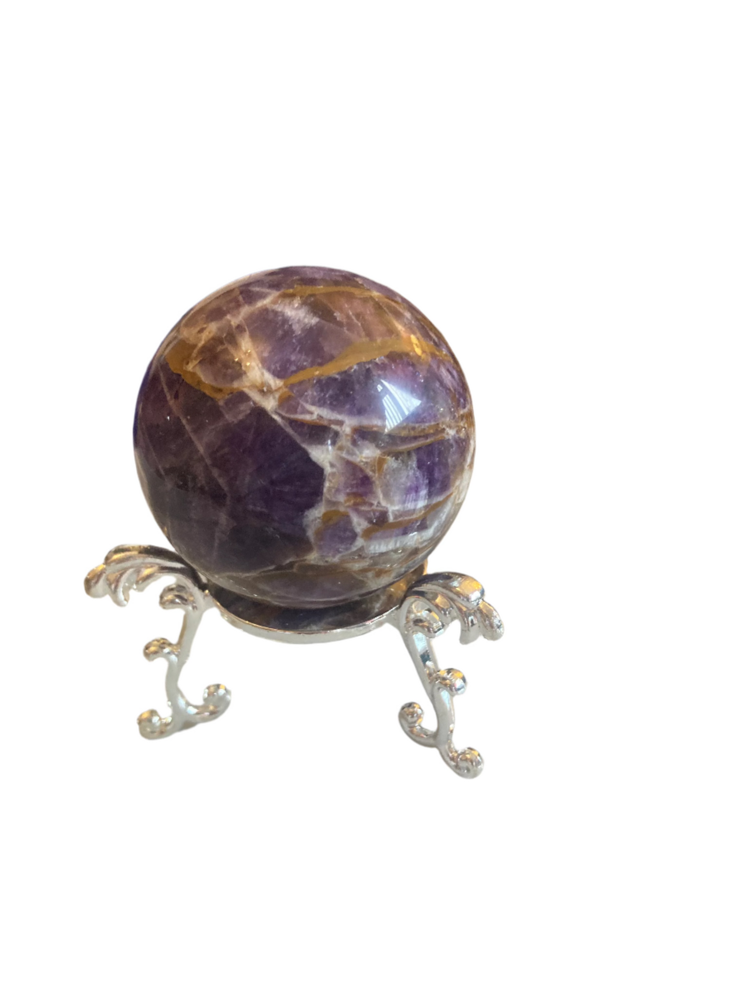 Dream Amethyst chevron sphere and stand