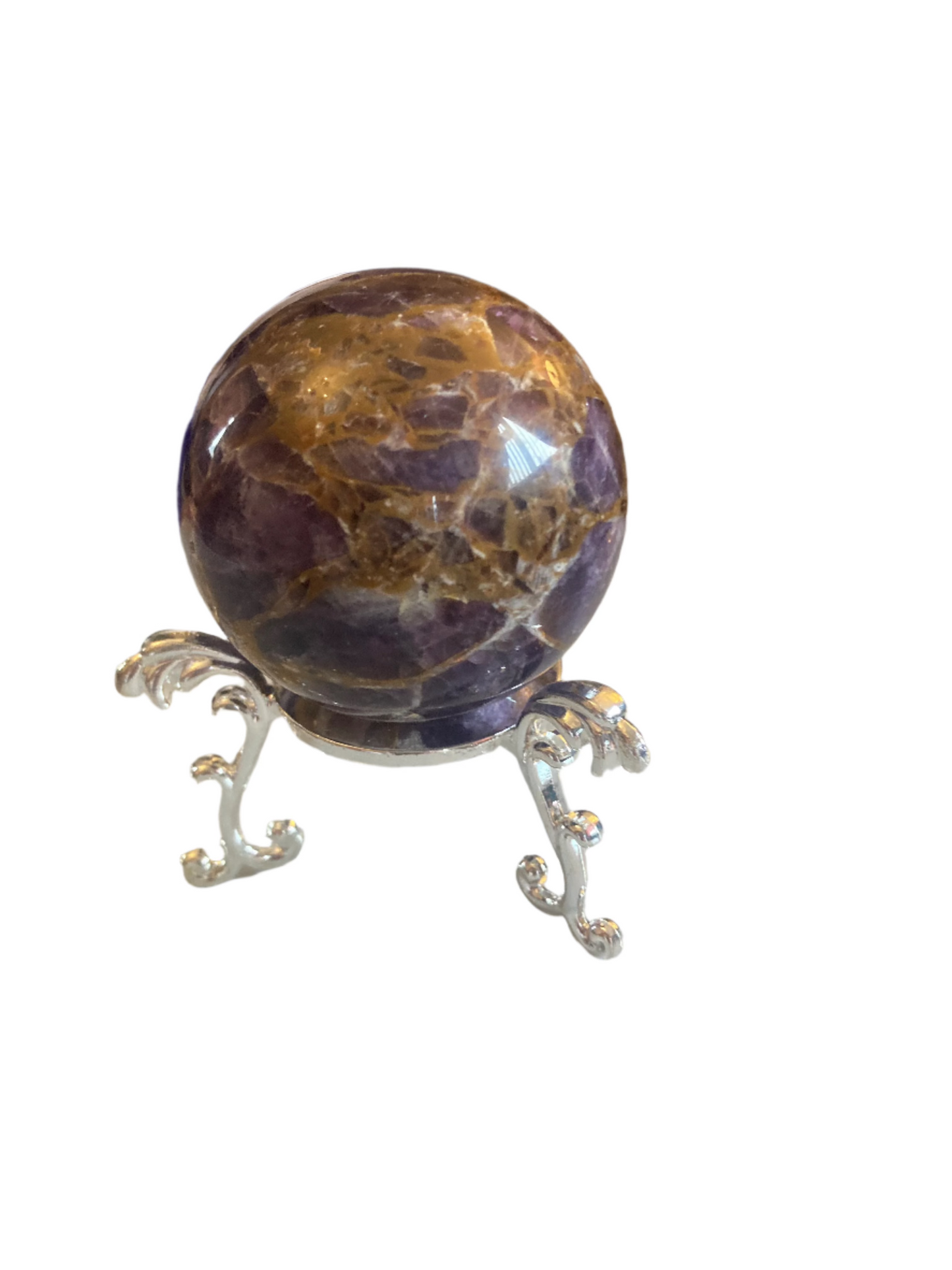 Dream Amethyst chevron sphere and stand