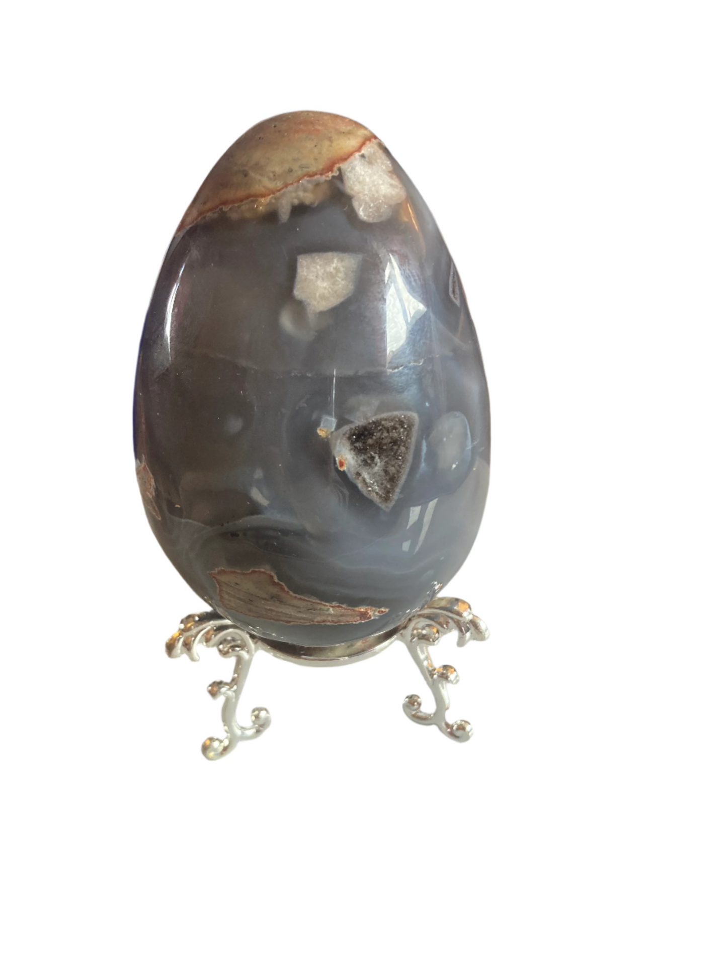 Football agate egg and stand