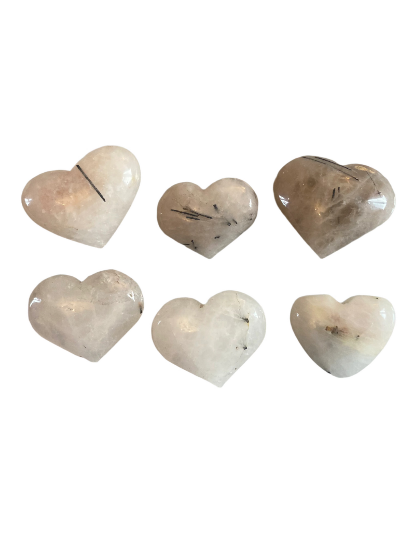 Tourmaline quartz heart palms